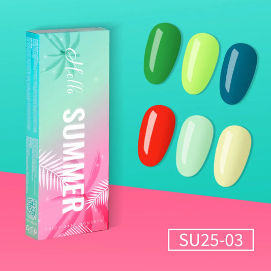 Gel Polish Kit "Hello Summer" Collection 6 Cores SU25-03