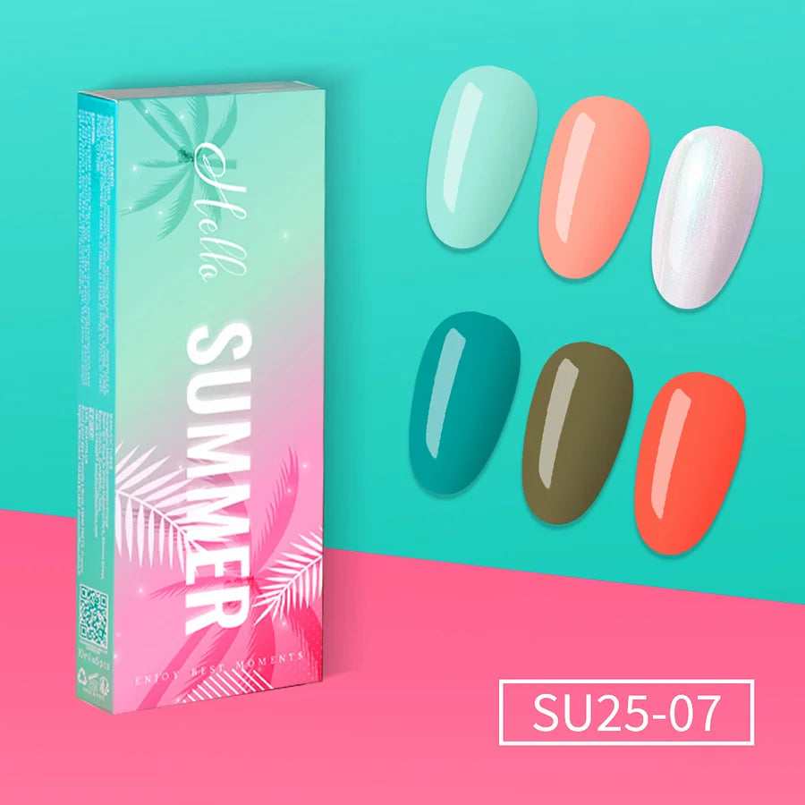 Gel Polish Kit "Hello Summer" Collection 6 Cores SU25-07