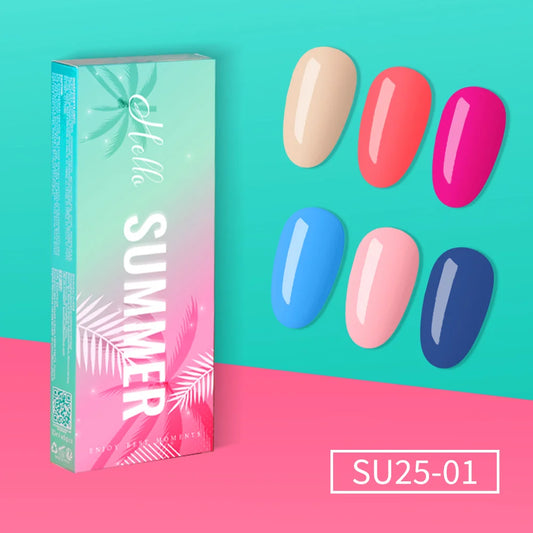Gel Polish Kit "Hello Summer" Collection 6 Cores SU25-01